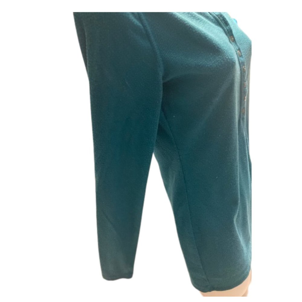 Green Ribbed Henley Top - Picture 7 of 8